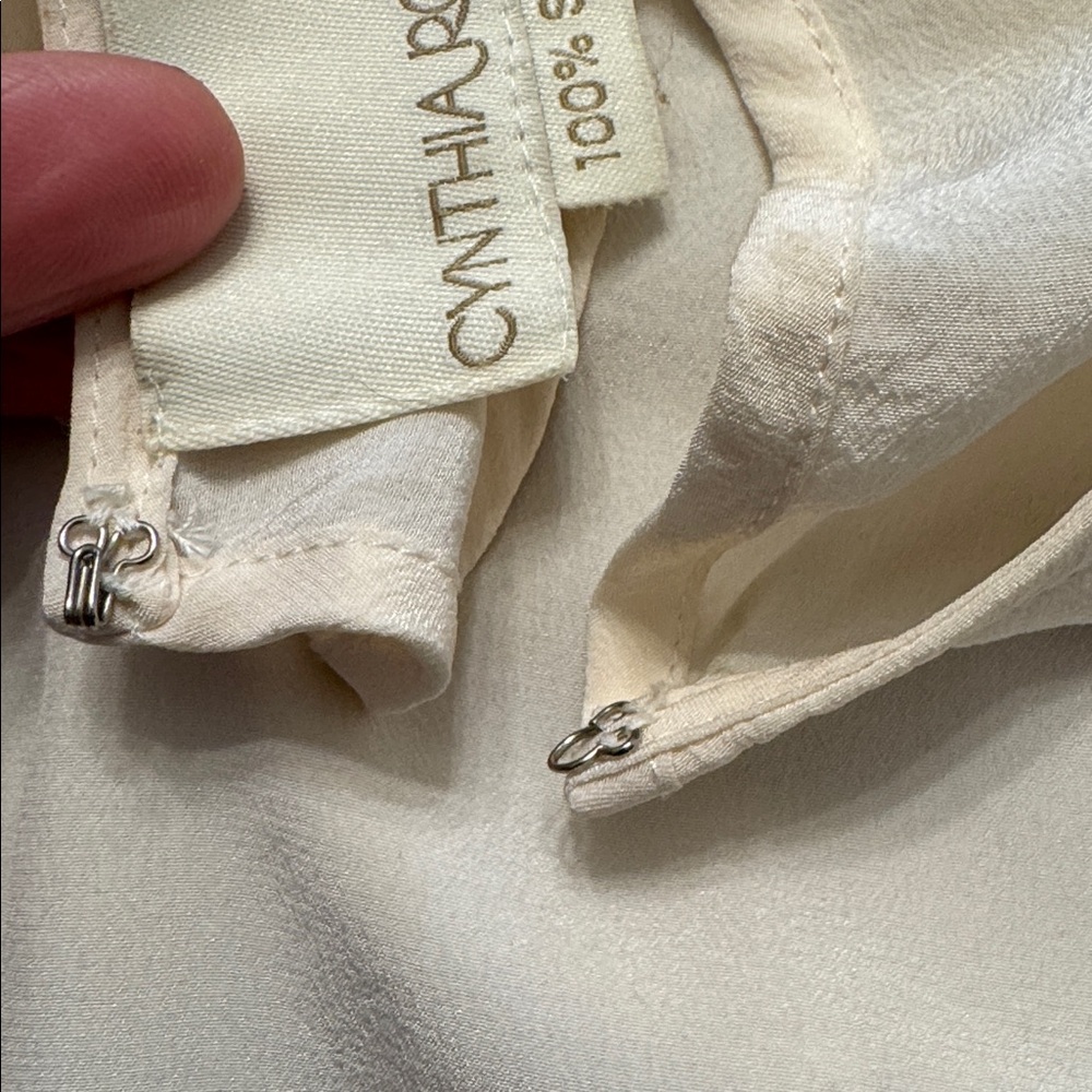 Cynthia Rowley Silk Embroidered Laser Cut Sleeveless Top Off White Sz Large - Picture 9 of 9
